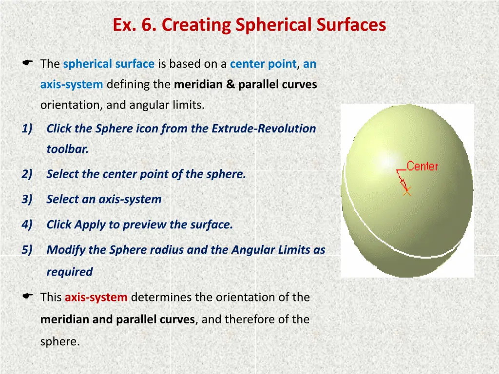 ex 6 creating spherical surfaces