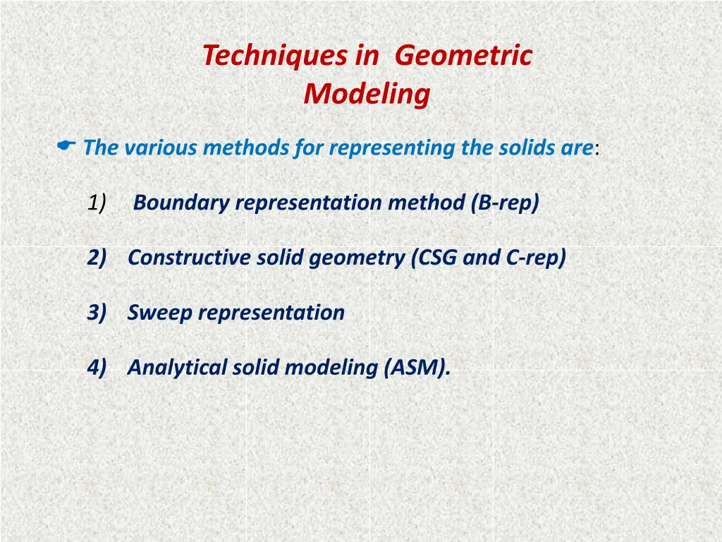 techniques in geometric modeling