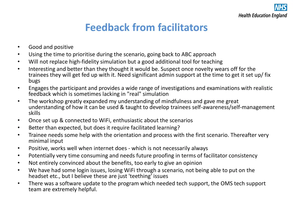 feedback from facilitators