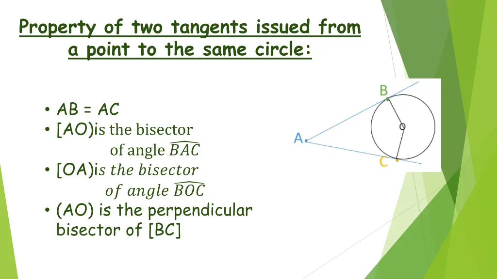 property of two tangents issued from a point