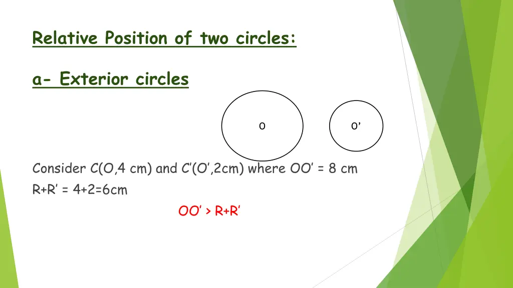 relative position of two circles