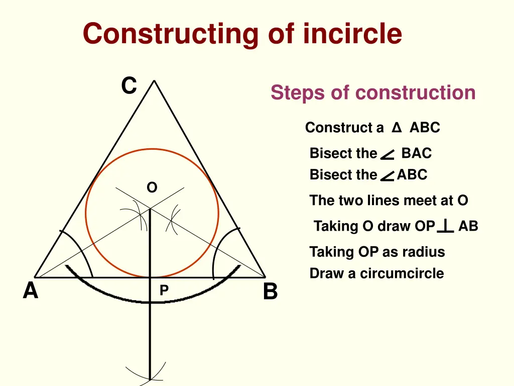 constructing of incircle