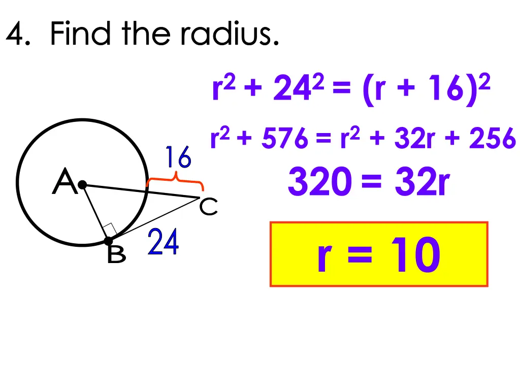 4 find the radius