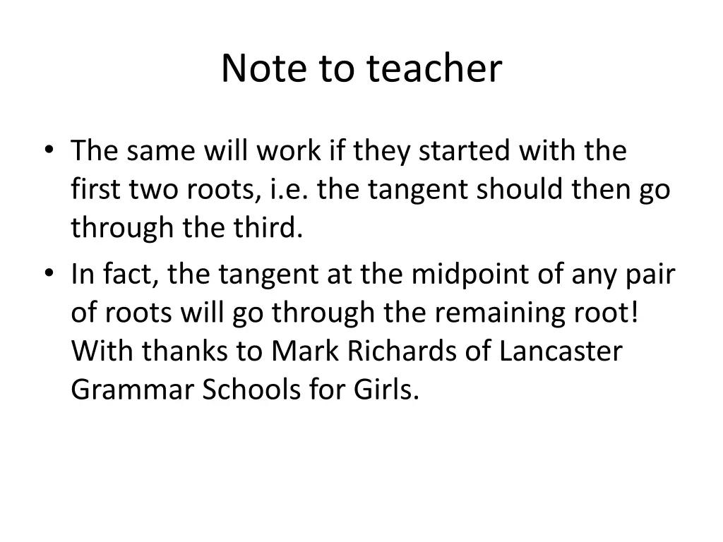 note to teacher