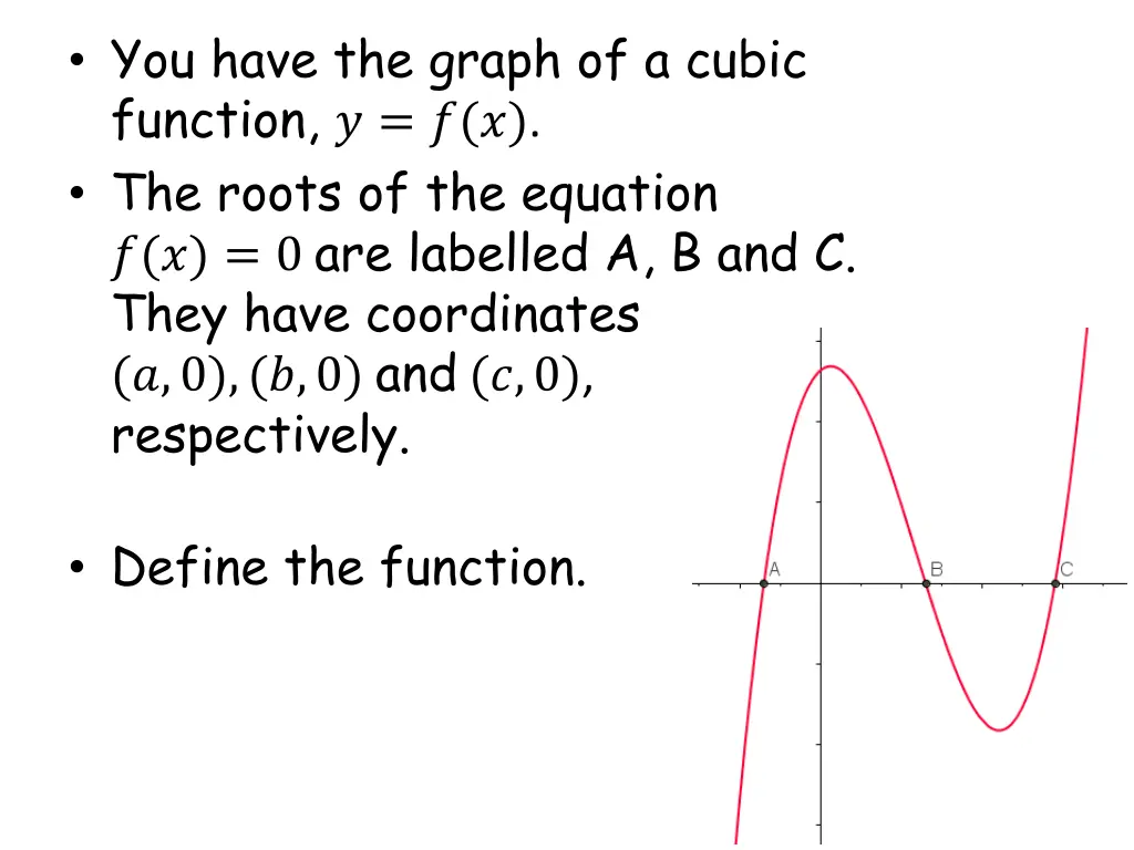 you have the graph of a cubic function the roots