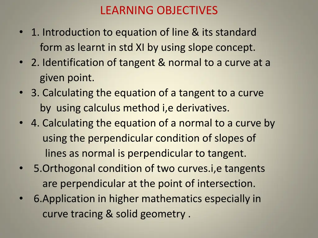 learning objectives