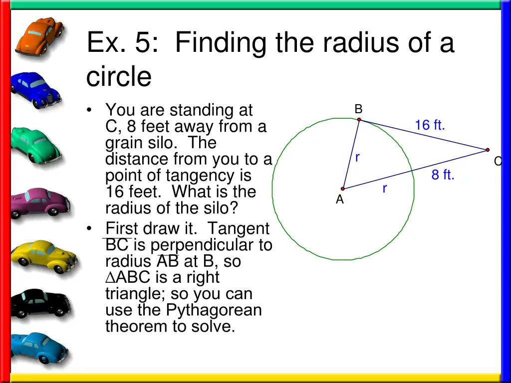 ex 5 finding the radius of a circle