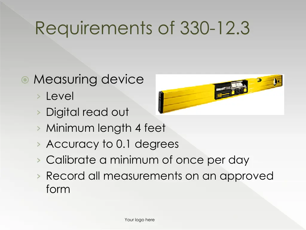 requirements of 330 12 3