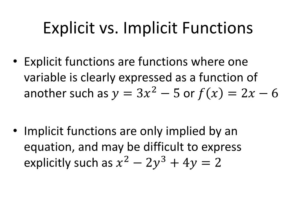 explicit vs implicit functions