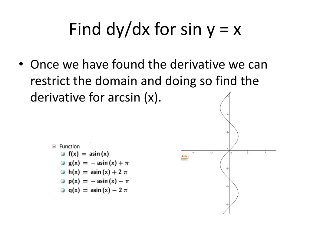 find dy dx for sin y x