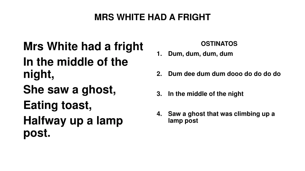 mrs white had a fright