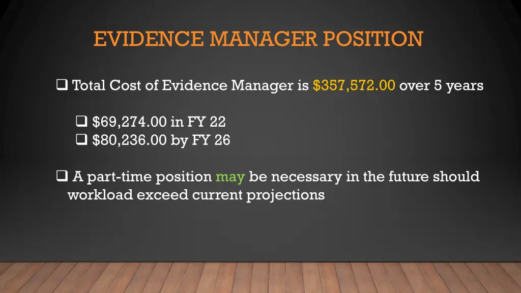 evidence manager position 1