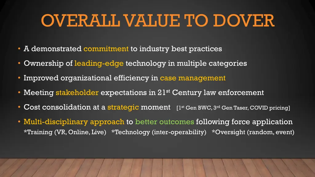 overall value to dover