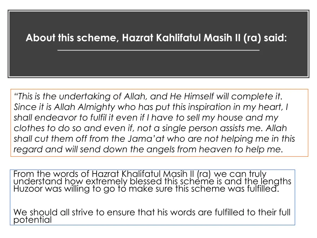 about this scheme hazrat kahlifatul masih