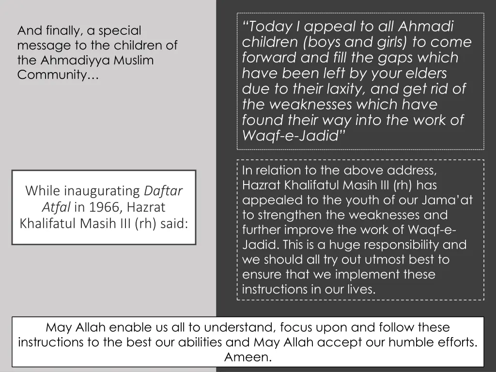 today i appeal to all ahmadi children boys