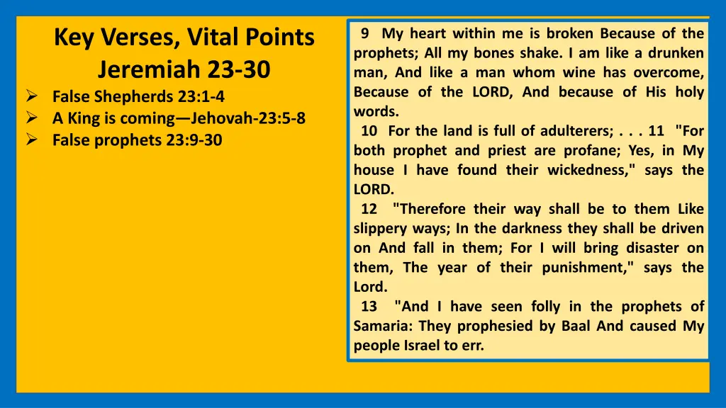 key verses vital points jeremiah 23 30 false 2