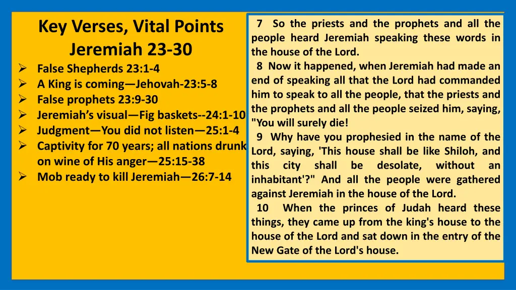 key verses vital points jeremiah 23 30 false 9