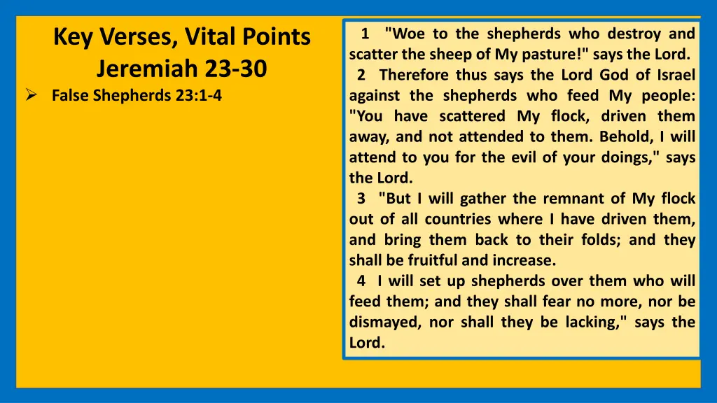key verses vital points jeremiah 23 30 false