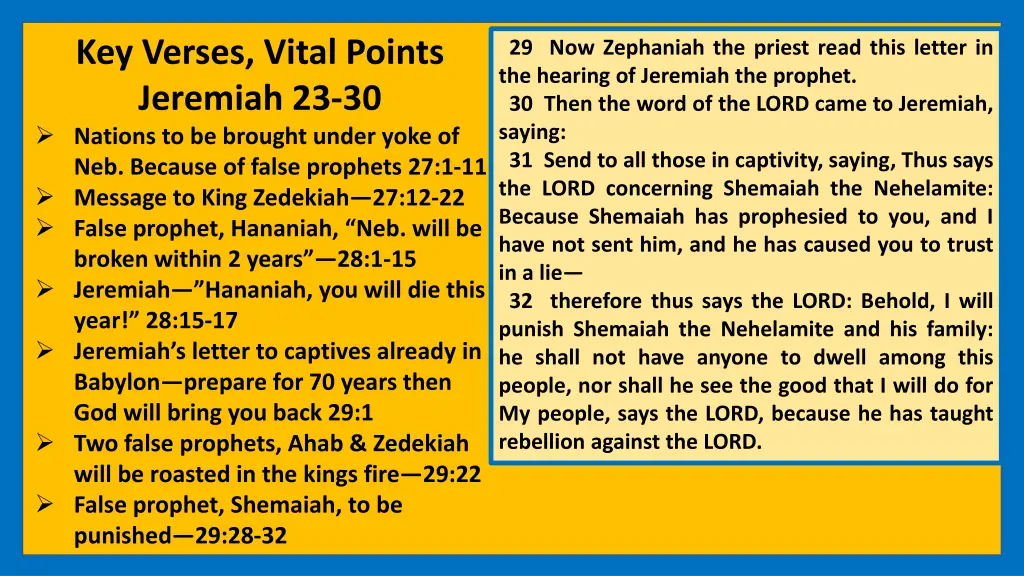 key verses vital points jeremiah 23 30 nations 9