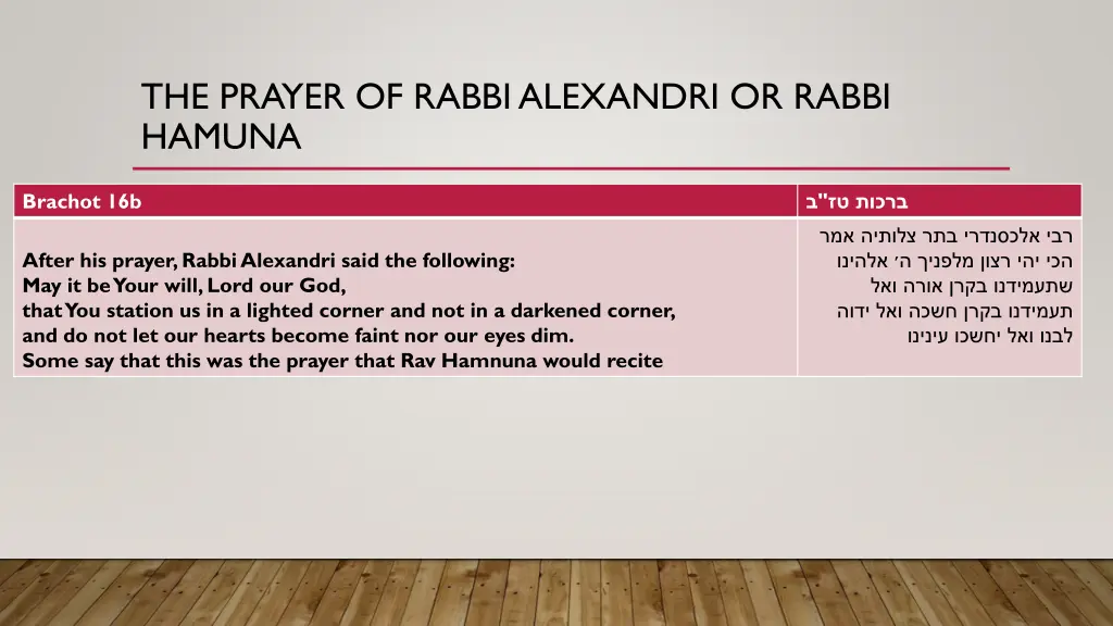 the prayer of rabbi alexandri or rabbi hamuna