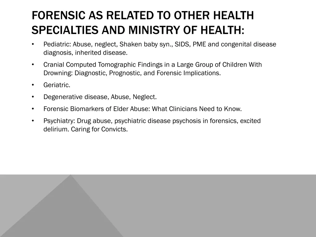 forensic as related to other health specialties 2