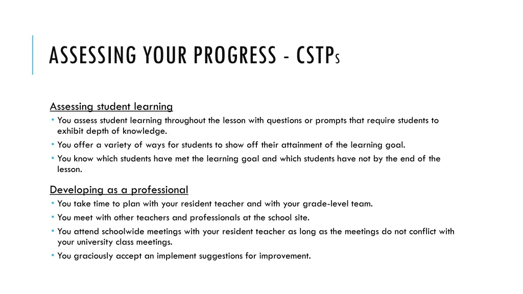 assessing your progress cstp s 2