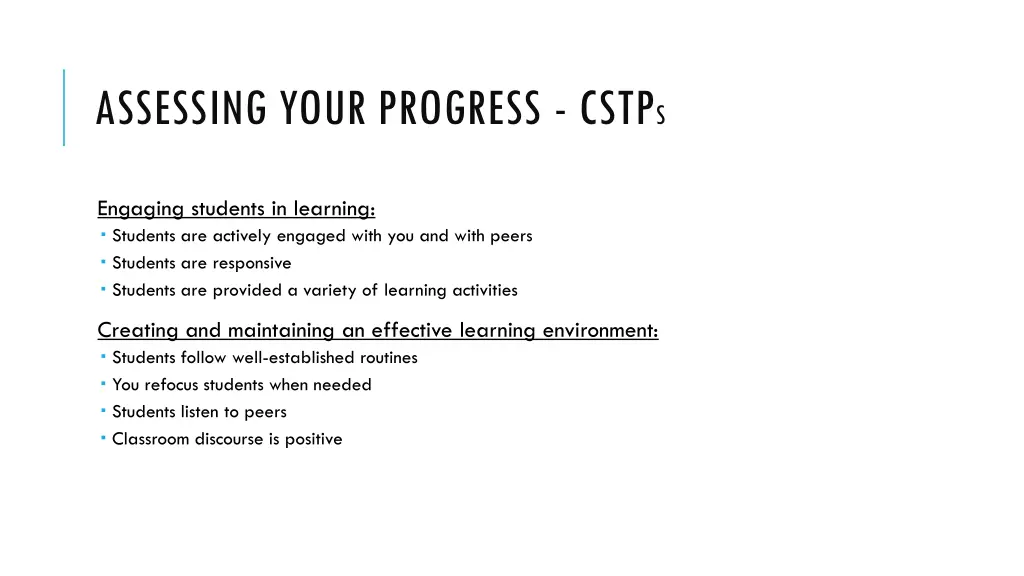 assessing your progress cstp s