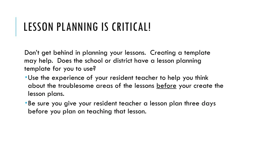 lesson planning is critical
