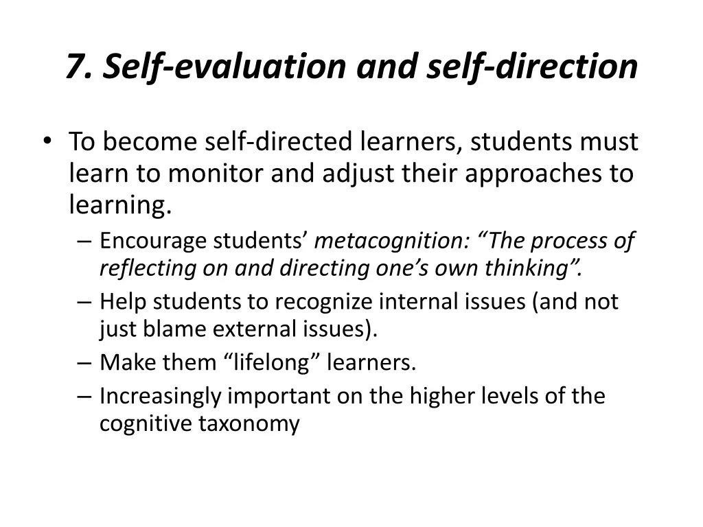 7 self evaluation and self direction