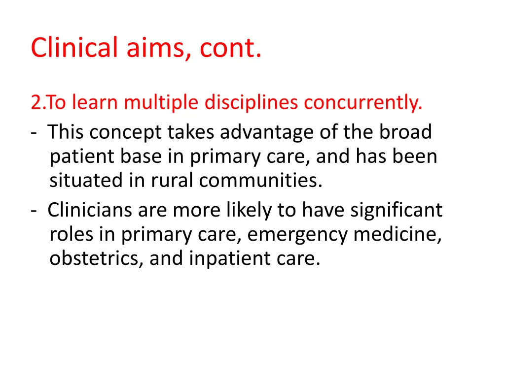 clinical aims cont
