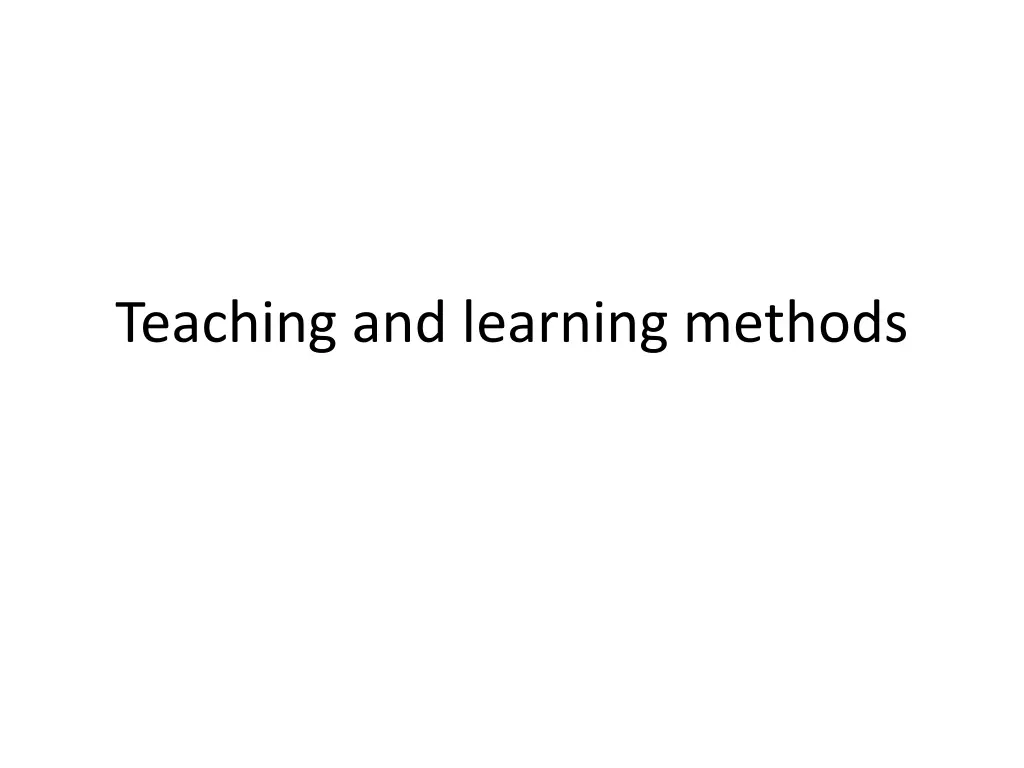 teaching and learning methods