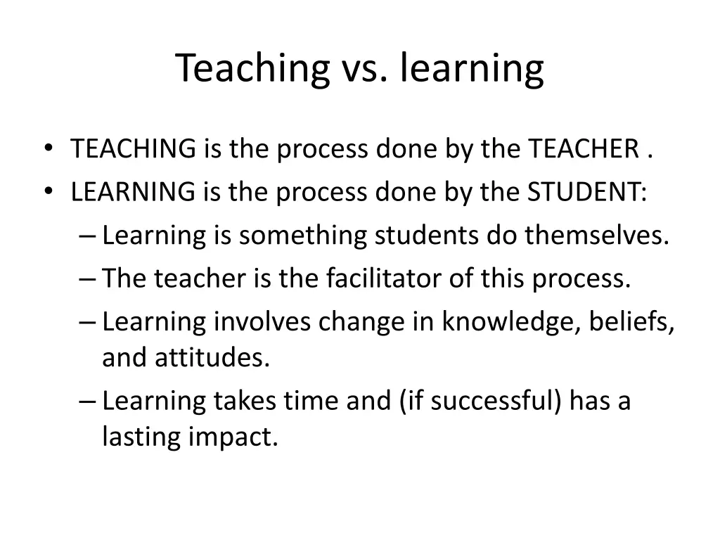 teaching vs learning