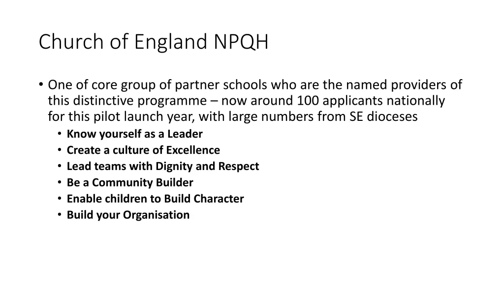 church of england npqh