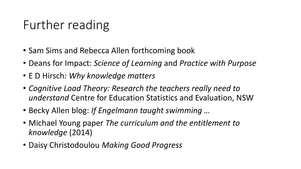 further reading