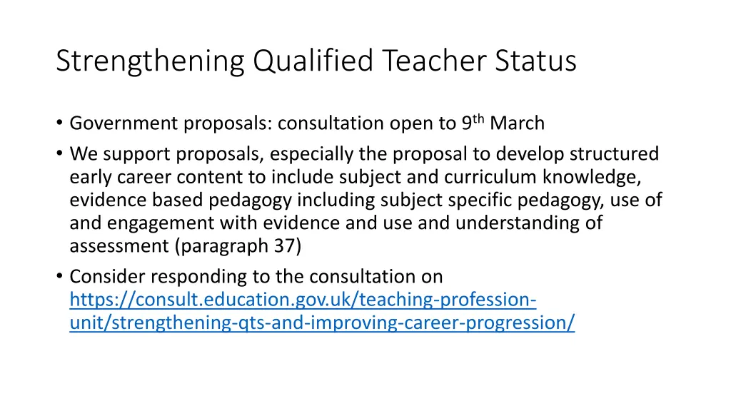 strengthening qualified teacher status