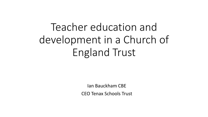 teacher education and development in a church
