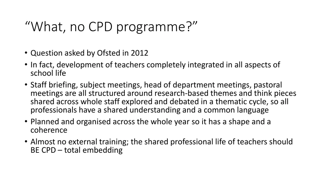 what no cpd programme