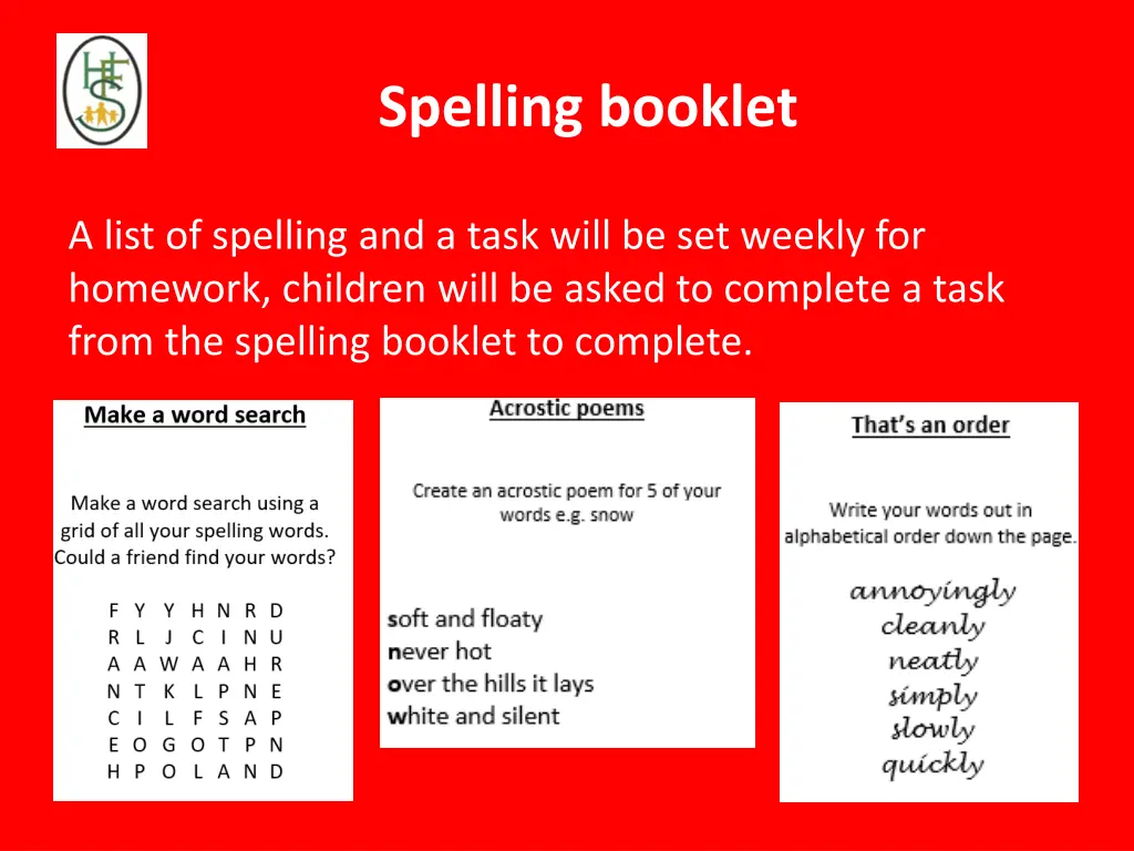 spelling booklet