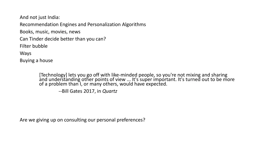 and not just india recommendation engines