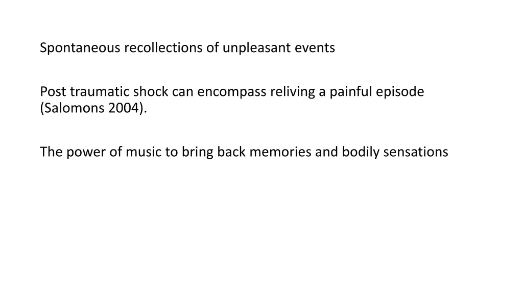 spontaneous recollections of unpleasant events