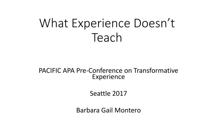 what experience doesn t teach