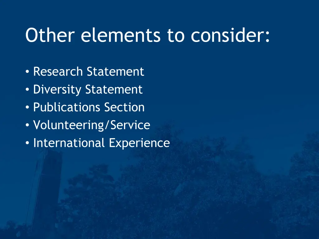 other elements to consider
