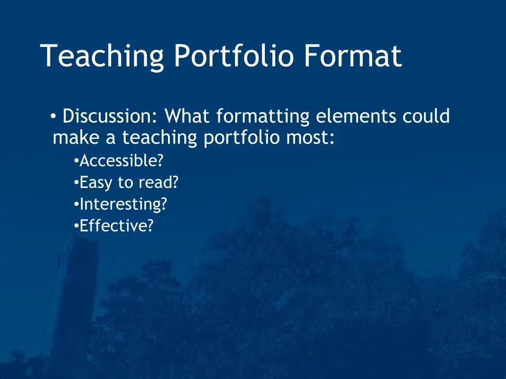 teaching portfolio format