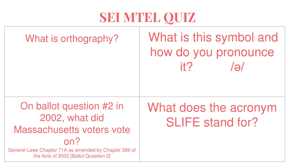 sei mtel quiz what is this symbol