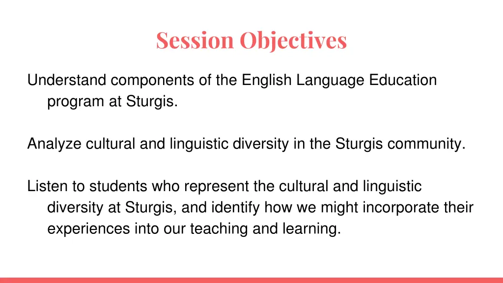 session objectives