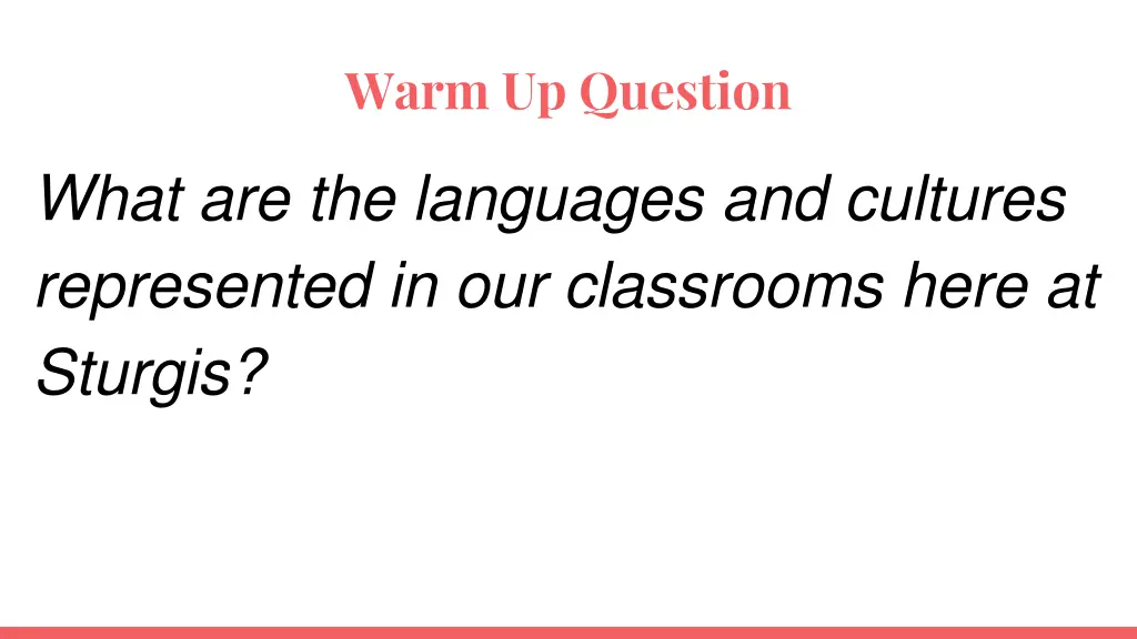 warm up question