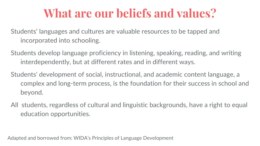 what are our beliefs and values
