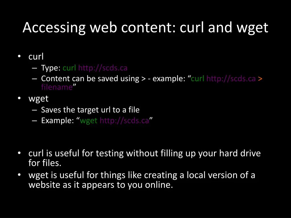 accessing web content curl and wget