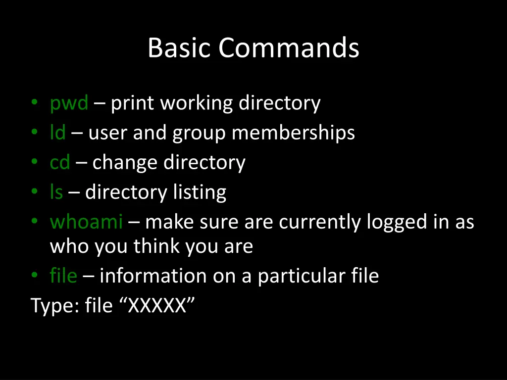 basic commands