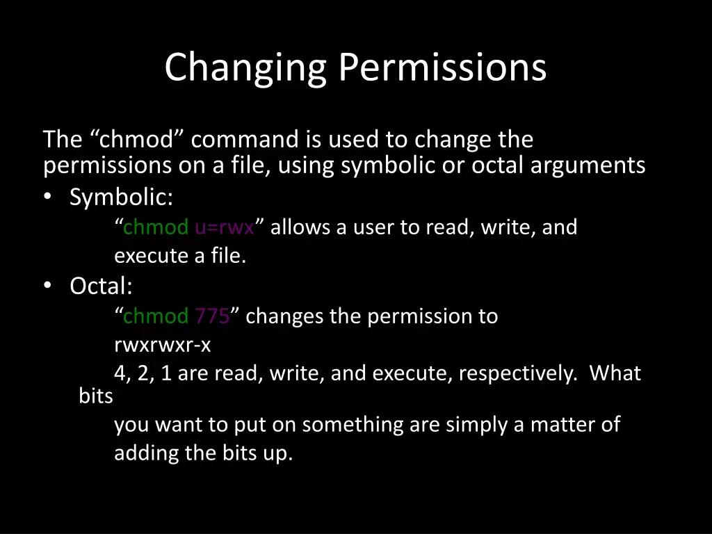 changing permissions